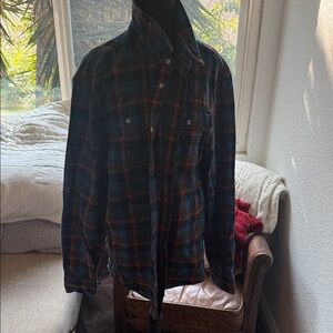 Prana Men's Black and Orange Plaid Shirt Jacket